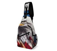 Estampe D'Art Eagle Rouge, Blanc Et Bleu Homme Femme Crossbody Bag Avec Poches Multiples Sac De Poitrine Casual Sacoche Bandouliere Pour Business Usage Quotidien Extérieur