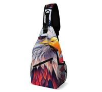 Estampe d'art Eagle Rouge, Blanc Et Bleu Unisexe Sling Bag Antivol Sac À Bandoulière Casual Crossbody Bag pour Extérieur Sport Randonnée