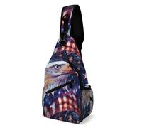 Estampe d'art Eagle Rouge, Blanc Et Bleu Unisexe Sling Bag Petit Sacoche Bandouliere Casual Crossbody Bag pour Voyage Cyclisme Camping