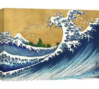 Estampe d'art japonaise sur toile - Katsushika Hokusai, La grande vague (de 100 vues du Mont Fuji) - 100 x 70 cm