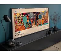 Estampe d'art moderne du milieu du siècle : Affiche d'exposition japonaise. Tableau sur toile, format horizontal étroit, grande taille (30 x 60 cm, sans cadre), idéal pour la décoration de lit.