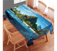 Estampe d'art Représentant Un Paysage Insulaire Nappe Durabilité Nappe De Table Lavable Housse De Table pour Pique-Niques Jardin 137X183Cm