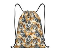 Estampe Tête De Loup Dans Les Bois Homme Femme Sacs De Sport Avec Cordons De Serrage Sacs De Gym Réglable Sac À Cordon Pour Yoga Gymnastique Natation