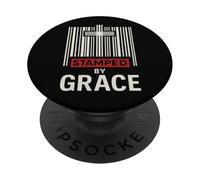 Estamped by Grace Ephesians 2:8 Christian Barcode Cross Faith PopSockets PopGrip Adhésif