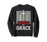 Estamped by Grace Ephesians 2:8 Christian Barcode Cross Faith Sweatshirt