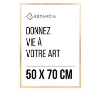 Estancia Cadre en Bois Doré 50x70 cm | Art Mural Photo de Portraits Modernes 70x50 cm Couleur Or