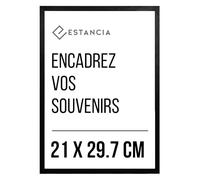 Estancia Cadre photo en bois noir - 21 x 29,7 cm (A4) - Avec verre acrylique incassable - Cadre portrait moderne en bois - Cadre A4