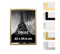 Estancia Cadre Photo en Plastique Couleur Doré 42 x 59,4 cm (A2) - Cadre 42x59,4 avec Verre Acrylique Incassable - Cadrer Moderne pour Murs et Tables