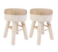 ESTANY - Lot de 2 Tabourets Tressés Naturel et Beige -