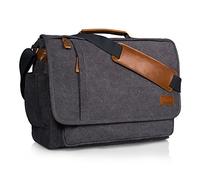 Estarer Sacoche Ordinateur Portable 17-17,3" en Toile Sac Bandoulière Homme Rétro Anti-Chocs et Multi-Fonctionnel pour Travail (Boucle)
