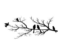 ESTART Art mural Oiseaux, Métal Oiseaux vivants sur branche Silhouette Autocollant mural Feuilles noires avec oiseau Extérieur Tenture murale pour la maison Balcon Jardin (petit)