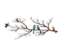 ESTART Décoration murale avec oiseaux en métal, oiseaux vivants sur une branche, silhouette, décoration murale, pour l'extérieur, sculpture murale à suspendre (Couleur classique, Petit)