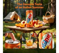 Estathe Pesca Thé glacé à la pêche 330ml en canette, Infusion de thé italien authentique, Sans gluten, Boisson rafraîchissante pour l'été, Idéal pour les fêtes, les activités de plein air et l'usage