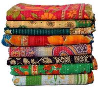 Estationeryhouse Couvre-lit indien vintage Kantha fait main Réversible Couverture jetée en coton Tissu BOHEMIAN (5)