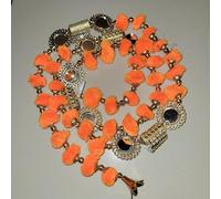 Estationeryhouse Lot de 2 guirlandes indiennes à pompons faites à la main avec miroirs Latkans 1,5 m environ - Décoration de Noël - Orange