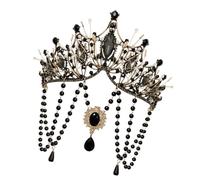 ESTCNK Blingbling Serre-tête à perles pour filles - Bandeau élégant pour Halloween - Pour fête d'Halloween - Pour fille foncée