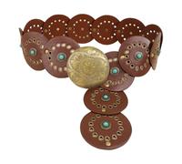 ESTCNK Ceinture de taille ronde à disque Western Ceinture pantalon ceinture tendance turquoise, Brun rougeâtre, Small