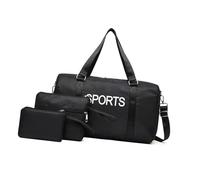 ESTCNK Lot de 3 sacs de voyage pratiques en nylon avec impression de lettres tendance, sac à main à bandoulière grande capacité pour affaires et loisirs, Noir/blanc