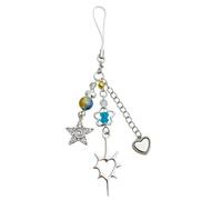 ESTCNK Porte-clés en forme de cœur avec pendentif en forme de croix et fleur - Accessoire élégant pour les fêtes, bleu, As show