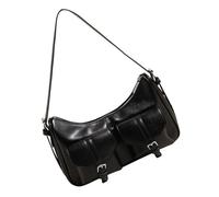ESTCNK Sac à bandoulière rétro pour femme, sac à main en cuir PU, style coréen, sac à main multi-poches, noir