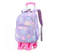 ESTCNK Sac à dos à roulettes imprimé cœur coloré parfait pour étudiant, violet, Two rounds