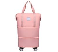 ESTCNK Sac de voyage extensible de grande capacité avec roulettes pour séparation sèche et humide, rose