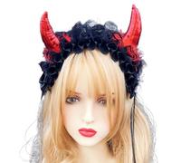 ESTCNK Serre-tête en forme de corne de diable pour femme - Bandeau plissé en dentelle