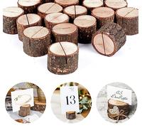 estcoo Porte Nom en Bois, 20 Cartes Rustiques + 20 Papier Kraft + 50m Ficelle Jute, Marque Place Naturel, Support Photo, Numéro de Table, Menu pour Noël et Mariage