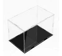 ESTDKMNOS Boîtes d'affichage Transparentes, Acrylic Display Case Figuress Jewelry Black Base Stackable Door Multi Sizes(20x20x45cm(8"x8"x18"))