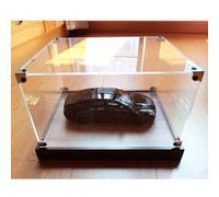 ESTDKMNOS Boîtes d'affichage Transparentes, Acrylic Display Case with Metal Corners Wood Base Fors Multiple Sizes(30x30x30cm/12x12x12in)