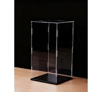ESTDKMNOS Boîtes d'affichage Transparentes, Acrylic Organizer Box and Display Case with Stand Black and White Base Multiple Sizes(Black Base,30x30x45cm)