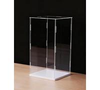 ESTDKMNOS Boîtes d'affichage Transparentes, Acrylic Organizer Box and Display Case with Stand Black and White Base Multiple Sizes(White Base,30x30x55cm)