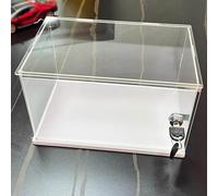 ESTDKMNOS Boîtes d'affichage Transparentes, Acrylic Organizer Box Display Case with Lock PVC Base Stackable Multiple Sizes(20x20x30cm(8x8x12in))