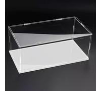 ESTDKMNOS Boîtes d'affichage Transparentes, Acrylic Organizer Box Fors Display Case Black White Base Multiple Sizes(White Base,15x10x10cm)