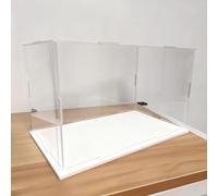 ESTDKMNOS Boîtes d'affichage Transparentes, Acrylic Organizer Display Case Fors Black White Base Multiple Sizes(White Base,45x45x45cm)