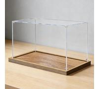 ESTDKMNOS Boîtes d'affichage Transparentes, Acrylic Organizer Display Case with 2cm Wooden Base Fors Multiple Sizes(55x55x55cm(22x22x22in))