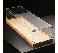 ESTDKMNOS Boîtes d'affichage Transparentes, Acrylics Organizer Box with Metal Corners and Wooden Base Multiple Sizes(50x20x20cm(20x8x8in))