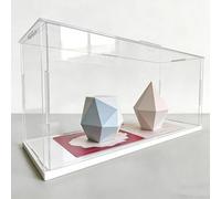 ESTDKMNOS Boîtes d'affichage Transparentes, Vitrine d'organisation en Acrylique avec Base Noire/Blanche, Plusieurs Tailles(White Base,60x45x45cm/24x18x18in)