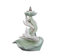 ESTDKMNOS Brûleur d'encens à Reflux en Cascade, Brûleur d'encens à Reflux en céramique, bergamote, cœur, fumée, Multicolore(Buddhist Monk)