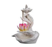 ESTDKMNOS Brûleur d'encens à Reflux en Cascade, Brûleur d'encens à Reflux en céramique, bergamote, cœur, fumée, Multicolore(White Porcelain)