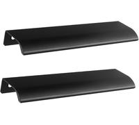 ESTDKMNOS Le bord de l'armoire de la cuisine cachée, Poignées de traction dissimulées en alliage d'aluminium, noires, plusieurs tailles, paquet 2(Overall length 600mm)