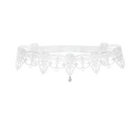 ESTDKMNOS Les chaussettes, Bride Wedding Leg Garter Crystal Pendant Lace White Black Multiple Sizes 2 pcs(White A,45-60cm)