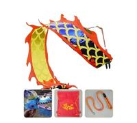 ESTDKMNOS Ruban pour Danse du Dragon Chinois, Ruban de Remise en Forme Dragon Dance avec tête de Dragon ABS Multicolore 2M-5M(Blue,300CM)