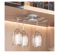 ESTDKMNOS Support à verres à pied suspendu, Support à verres à vin rotatif à 360°, autocollant sous l'armoire, peut contenir 6 personnes multicolores, 24,2 cm/9,5 pouces(Grey)