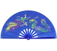 ESTDKMNOS Un ventilateur pliant, Éventail pliant en plastique, 2 pièces, for Kung Fu Tai Chi Dance Cosplay mariage, multicolore, 33x65cm(Blue)