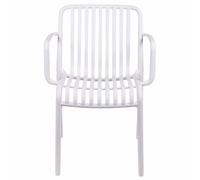 Este Chaise avec accoudoirs, Design rayé, en Plastique PP, 56 x 56,5 x 79,5 cm, Blanc
