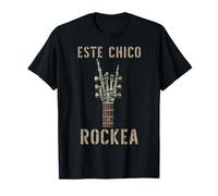 Este Chico Rockea Mano de esqueleto, Musique Rock, Guitare T-Shirt