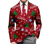 Este de Noël pour Homme Veste Loisirs Imprimé Blazer Bouton décontracté Tenue légante