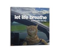 ESTE Impression sur toile avec citations de motivation avec inscription « Let Life Breathe It Looks Better That Way » - 70 x 70 cm