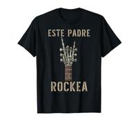Este Padre Rockea Mano de esqueleto música Guitare Rock T-Shirt